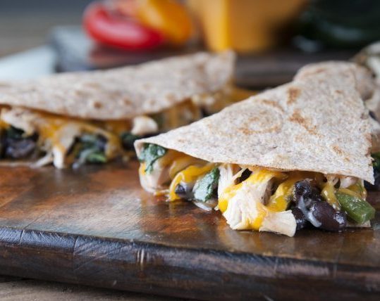 Chicken, Kale and Black Bean Quesadillas