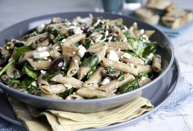 Mediterranean Style Pasta Toss with Feta and Capers