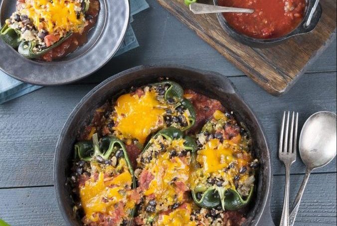 Southwestern Bulgur Stuffed Poblanos