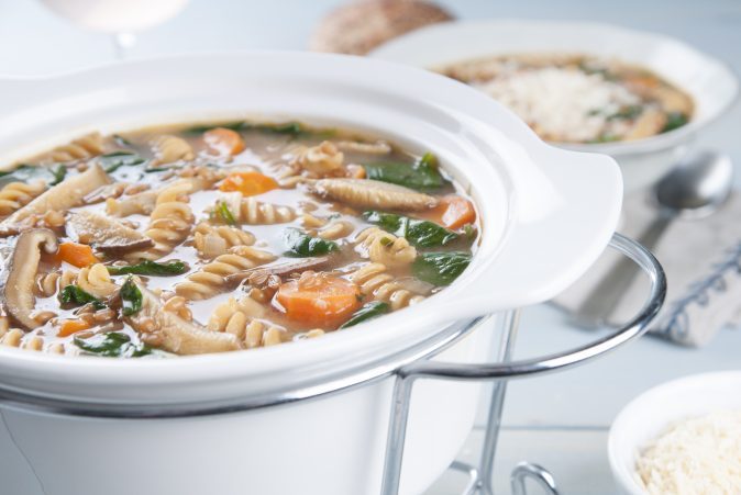 Wheat Berry and Wild Mushroom Soup with Whole-Wheat Pasta